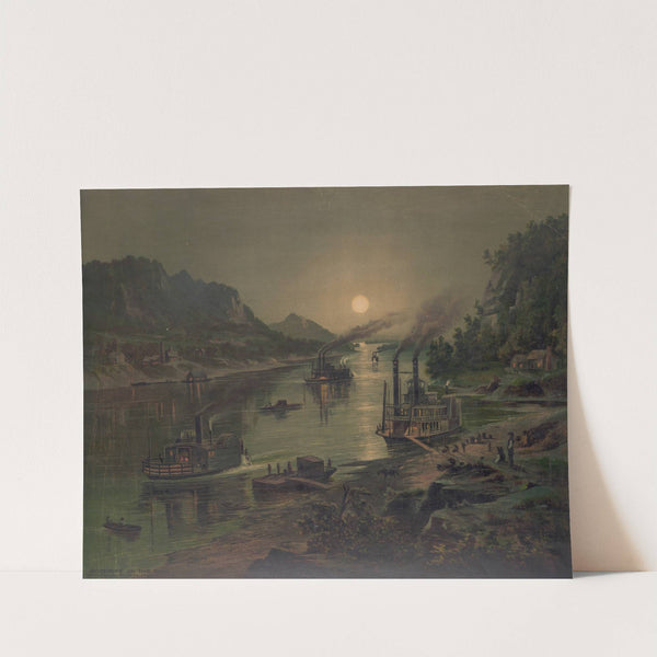 Moonrise on the Ohio (1880) by Krebs Lith. Co
