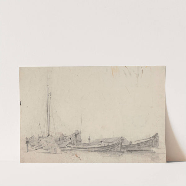 Moored Barges by Gustave Adolphe Simonau