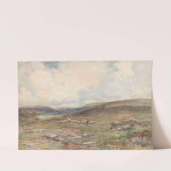 Moorland with Sheep and Shepherd by Claude Hayes