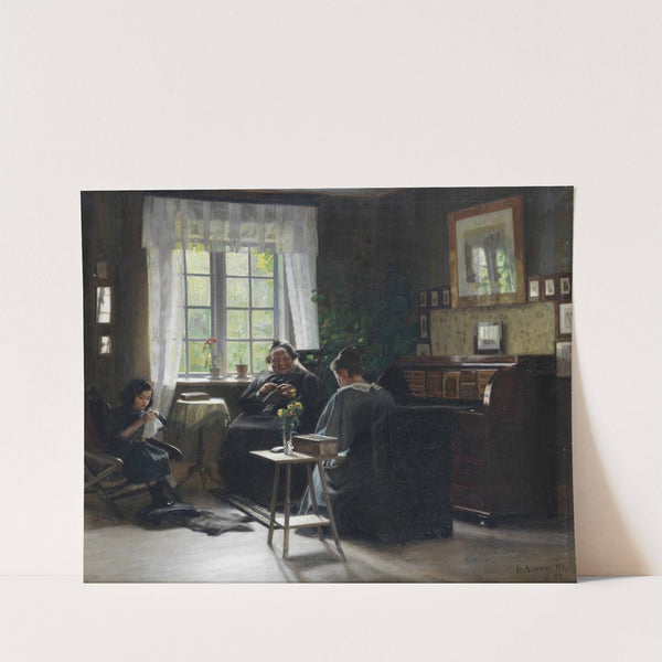 Mor, Datter Og Barnebarn Strikker by Georg Achen