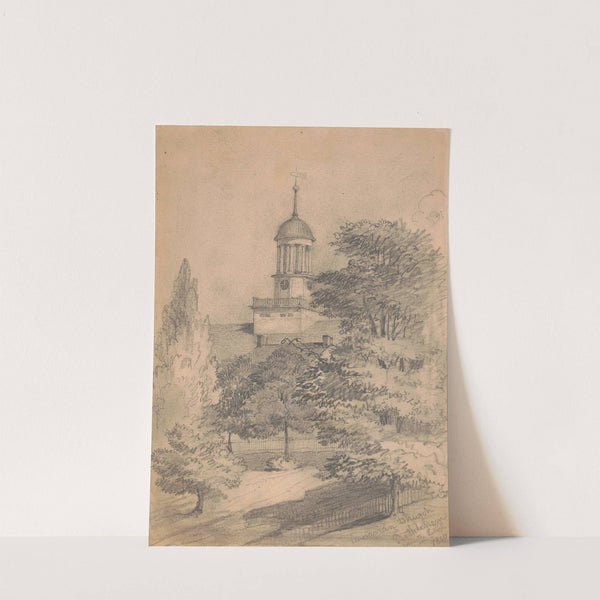 Moravian Church, Bethlehem, from the Lehigh (1850) by James Fuller Queen