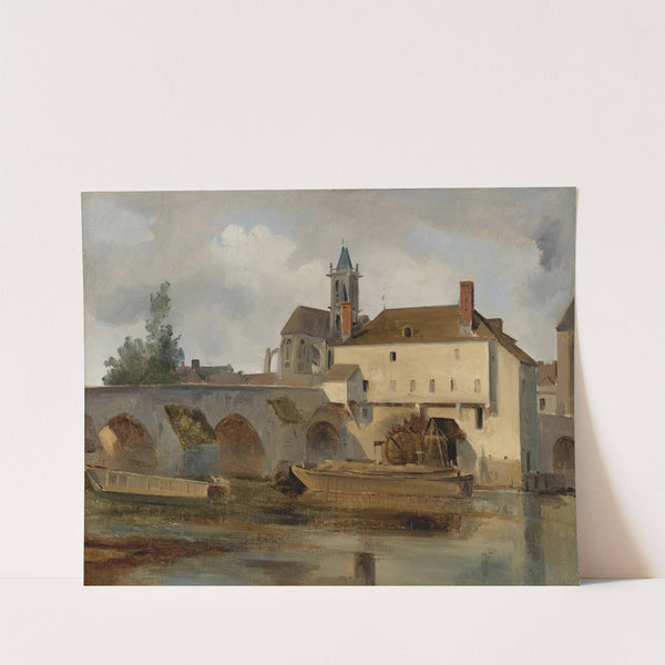 Moret Sur Loing, Le Pont Et L’eglise by Jean-Baptiste-Camille Corot