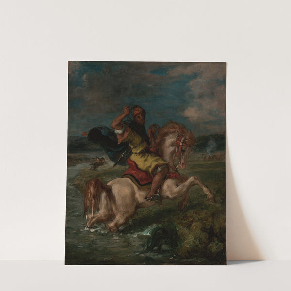 Moroccan Horseman Crossing a Ford (1850) by Eugène Delacroix