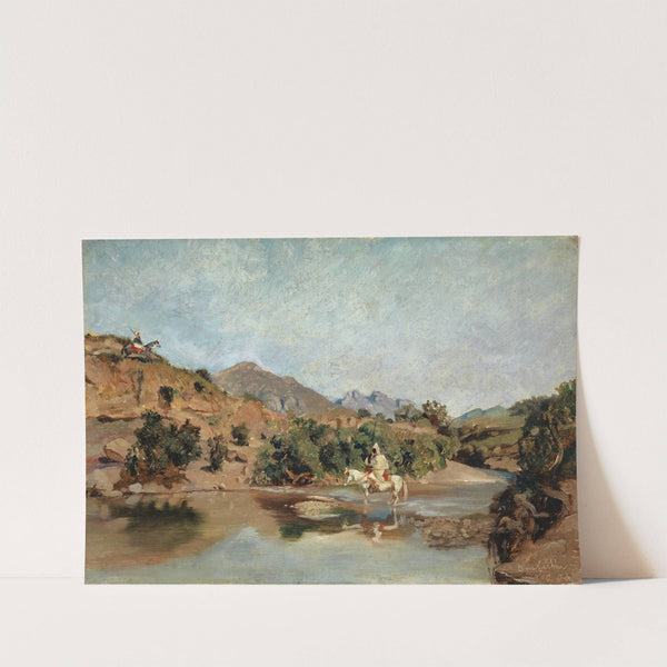 Moroccan Rider Crossing the Ford at Wad Boswicha by Frank Buchser