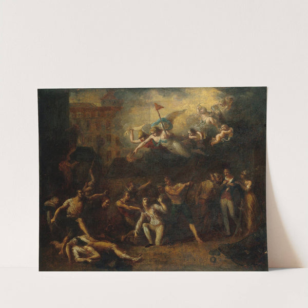 Mort de M. de Pelleport qui s'interposait pour sauver M. de Losme, officier de la Bastille, devant l'Hôtel de Ville, le 14 juillet 1789 (Révolution) by Charles Thévenin