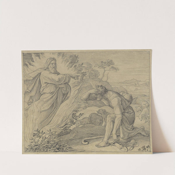 Mose wird berufen, Israel aus Ägypten zu führen (Der brennende Dornbusch) by Julius Schnorr Von Carolsfeld