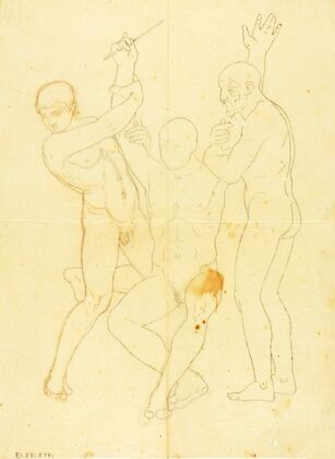 Moses, Aaron and Hur on Mount Horeb (nude study) (ca. 1857)