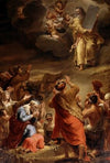 Moses descends from Mount Sinai with the Ten Commandments