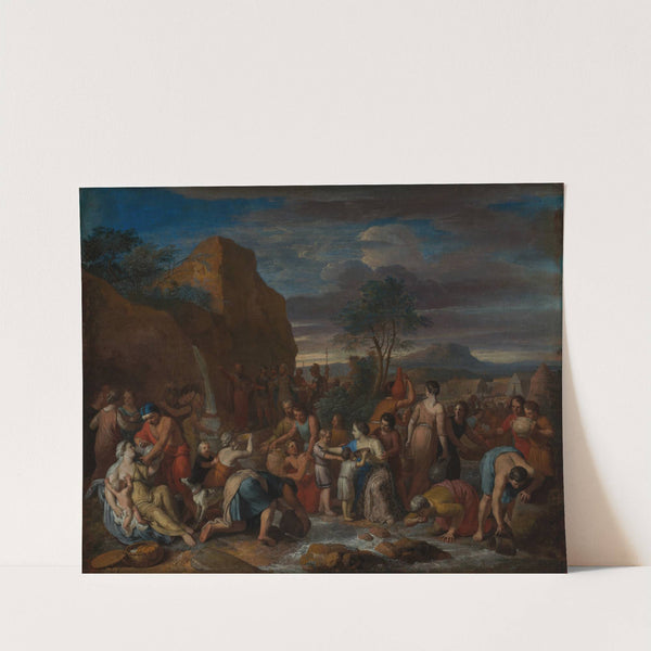 Moses schlägt Wasser aus dem Felsen by Gerard Hoet