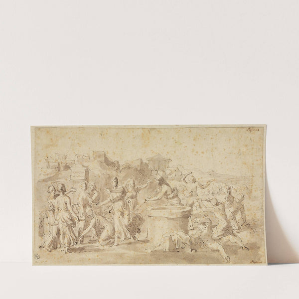 Moses verteidigt die Töchter des Jethro am Brunnen (ca 1645) by Nicolas Poussin