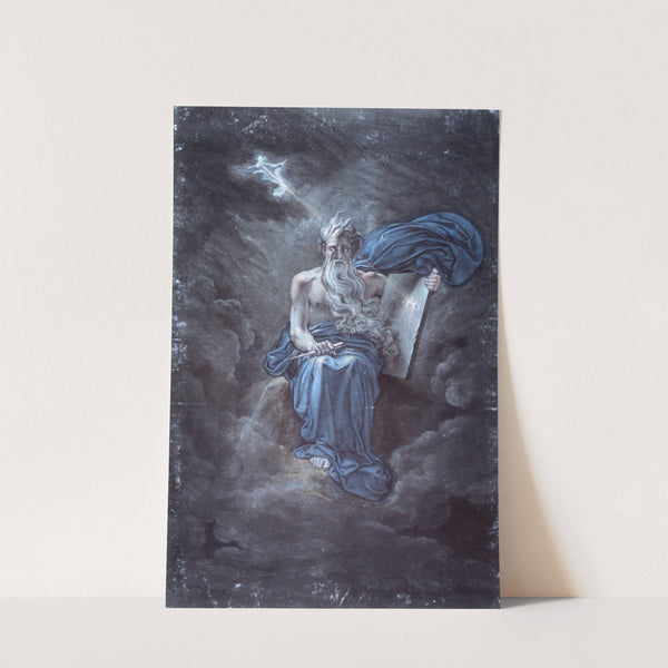 Moses with the tables of law on top of the mountain Sinaï by David Humbert de Superville