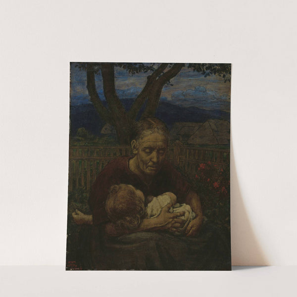 Mother and Child in a garden (1850 - 1924) by Hans Thoma