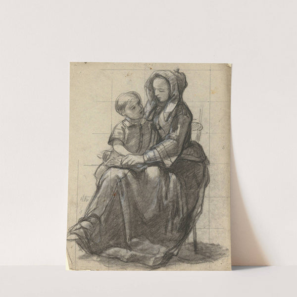 Mother and child, sketch for Signing of the Compact in the Cabin of the Mayflower by Edwin White