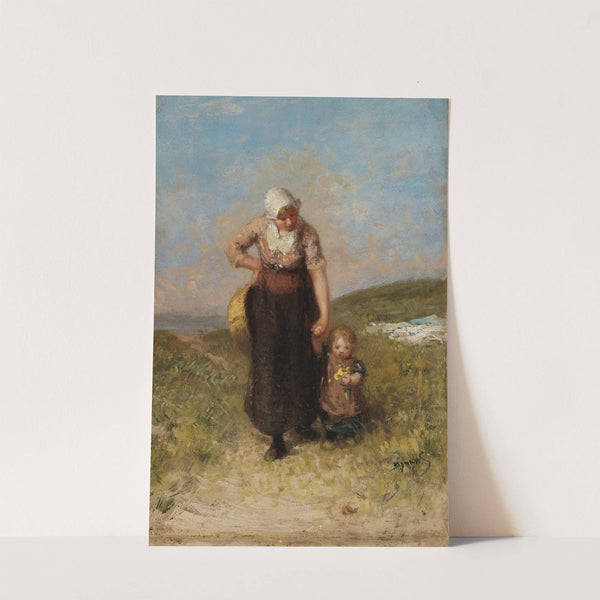 Mother and Child Strolling in the Dunes by Bernardus Johannes Blommers