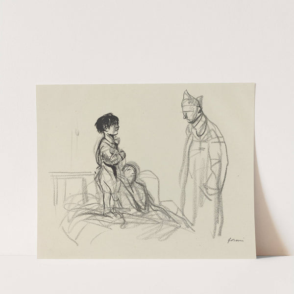 Mother and Child Visited by Soldier in Hospital (c. 1914-1919) by Jean-Louis Forain