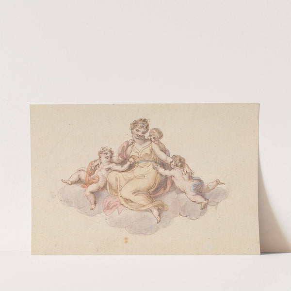 Mother and Children Seated on Cloud by Edward Francis Burney
