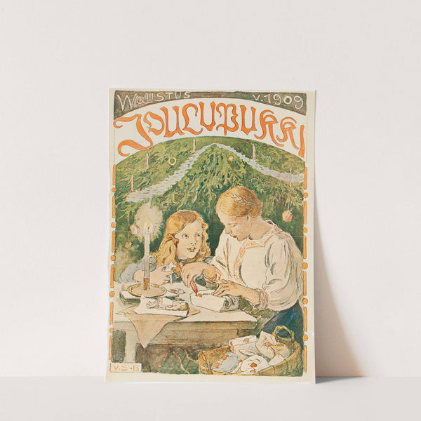 Mother and Son (Antti) Wrapping Christmas Gifts by Venny Soldan-Brofeldt