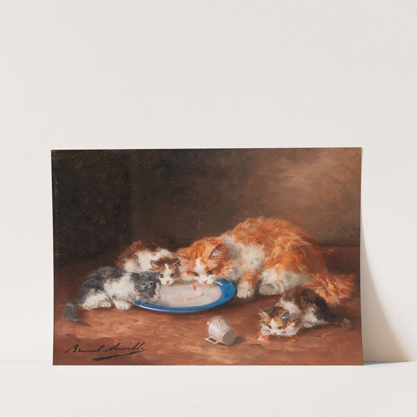 Mother Cat with Three Kittens by Arthur-Alfred Brunel de Neuville
