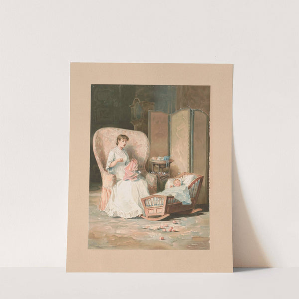 Mother sitting in a chair, sewing (1888) by William Ladd Taylor