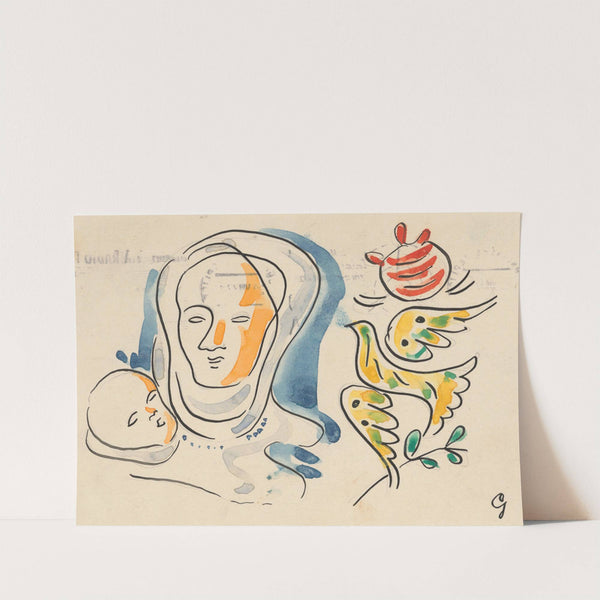 Mother with baby and dove by Mikuláš Galanda