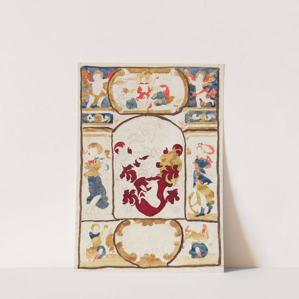 Motif héraldique au centre, Résurrection du Christ et autres figures by Prosper Lafaye