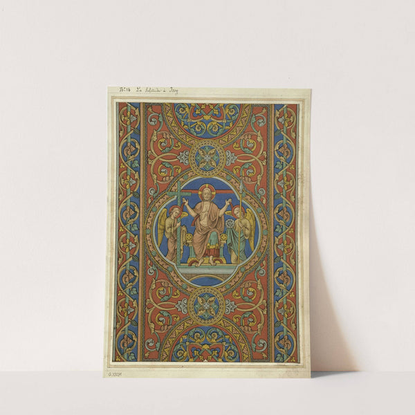 Motifs de vitraux (La Solitude à Issy) Christ entouré d’anges portant les instruments de la passion dans un quadrilobe by Laurent Gsell