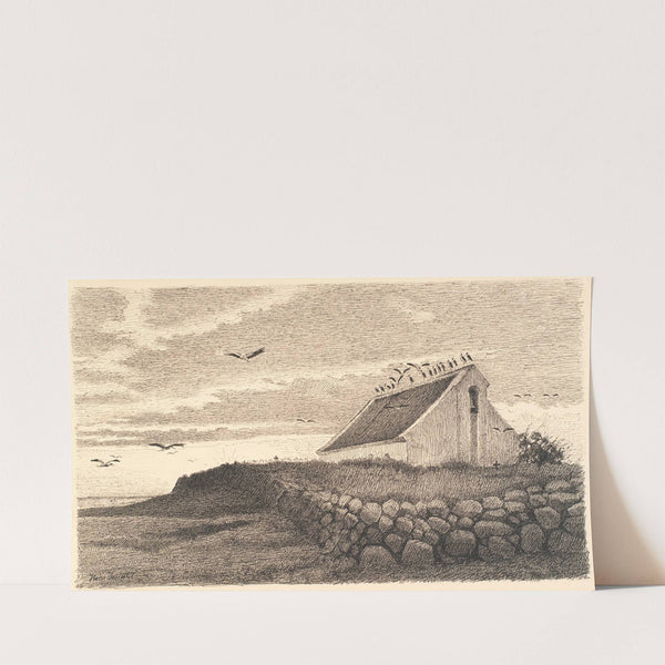 Motiv fra Karup. Storkene samler sig til rejsen. Solnedgangstid (1892 - 1917) by Hans Smidth