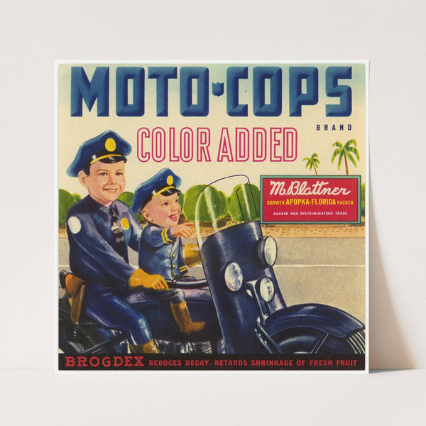 Moto-Cops Brand Produce Label (1930-1950)