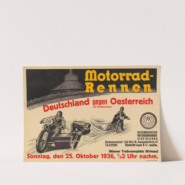 Motorradrennen ‘Deutschland gegen Österreich’, am 25. Oktober 1936 am Trabrennplatz Krieau (1936) by Engelbert Hlavka