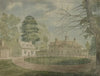 Mount Vernon with outbuildings shown from the far side of the driveway