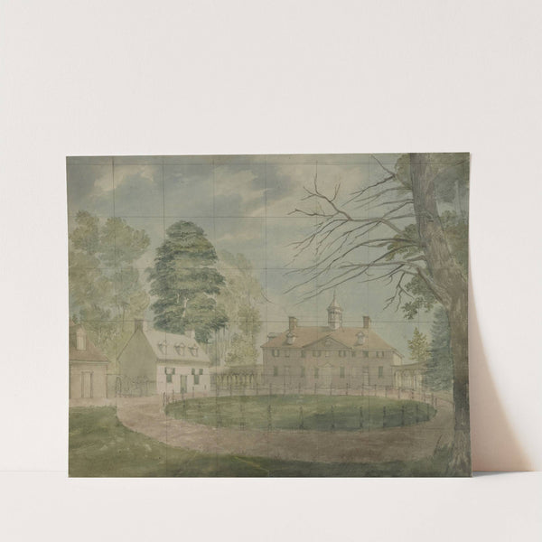 Mount Vernon with outbuildings shown from the far side of the driveway by John Rubens Smith
