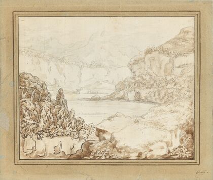 Mountain lake in southern landscape
