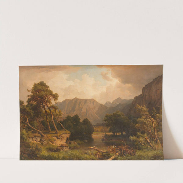 Mountain lake with herons by Heinrich Funk