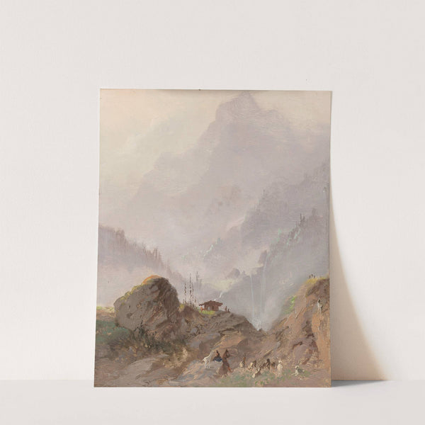 Mountain Landscape in Tirol with Chamois (c. 1858) by Johannes Tavenraat