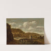 Mountain landscape with a bridge by Dionijs Verburg