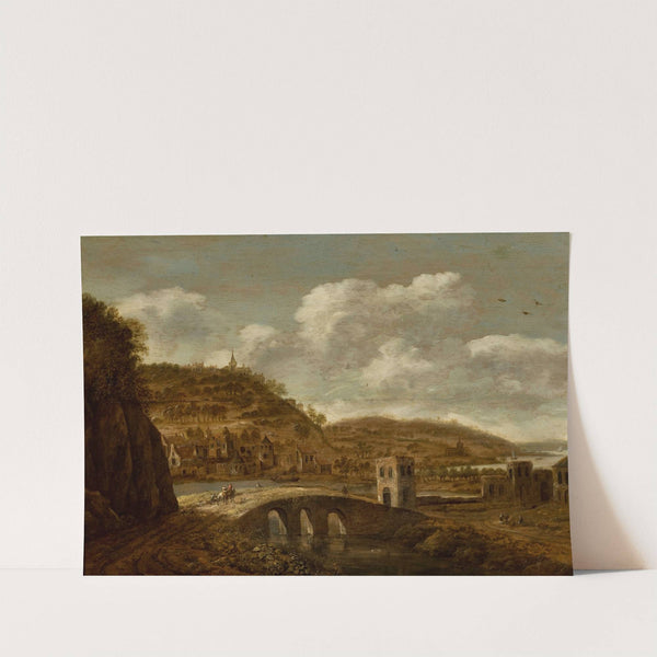 Mountain landscape with a bridge by Dionijs Verburg
