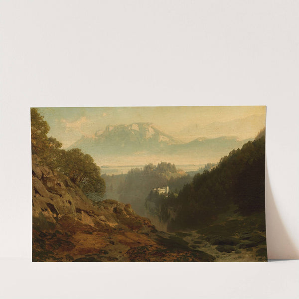 Mountain landscape with a castle by Ludwig Willroider