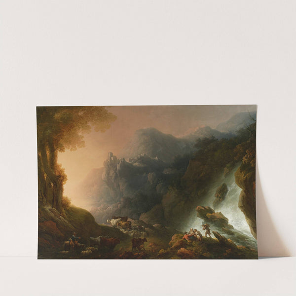 Mountain landscape with a waterfall by Franciszek Ksawery Lampi