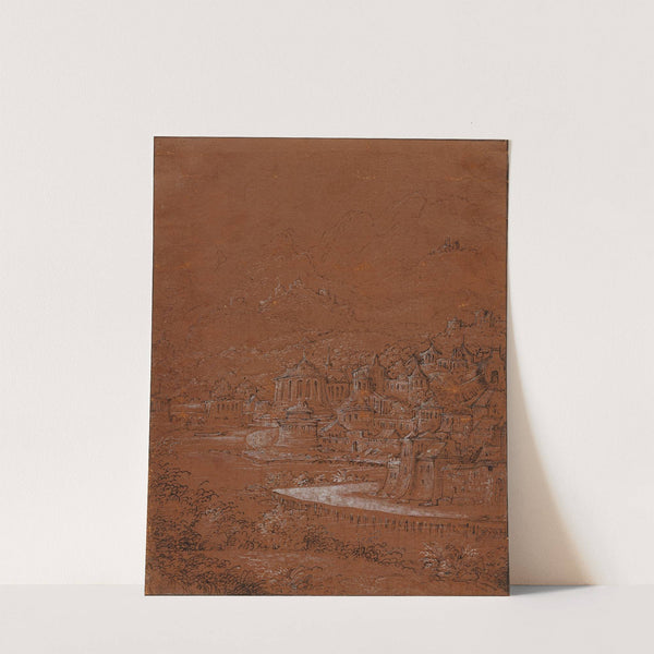 Mountain Landscape with an Imaginary City by Hanns Lautensack