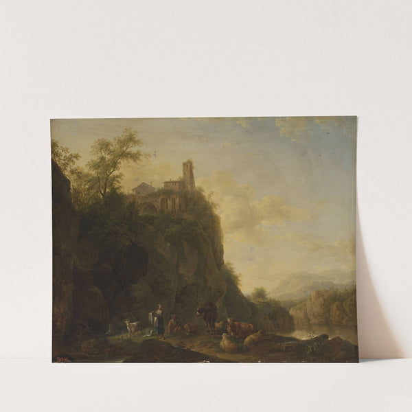 Mountain landscape with cattle by Joseph Roos