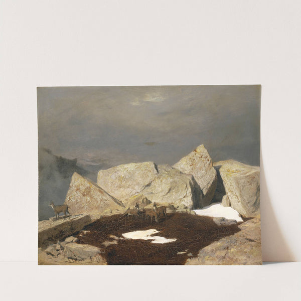 Mountain Landscape with Chamois (1849) by Arnold Böcklin