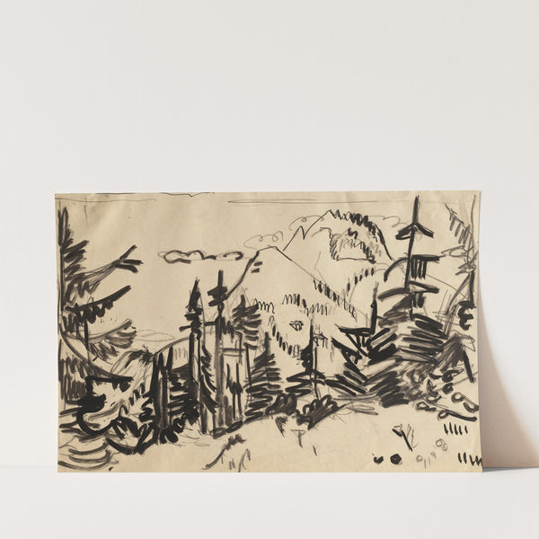 Mountain Landscape with Fir Trees (1918-19) by Ernst Ludwig Kirchner