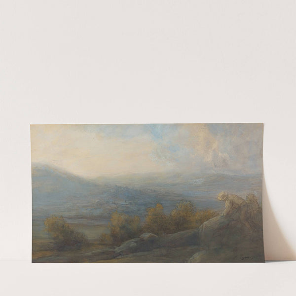 Mountain Landscape with two Figures at the Right (1905) by Alphonse Legros