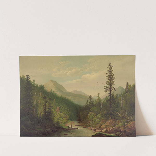 Mountain scene, 2 men, 1 fishing by Edmund Foerster & Co.