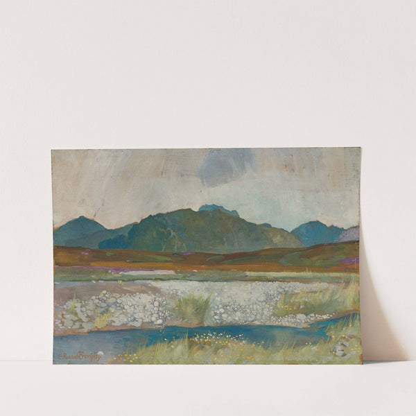 Mountainous lake landscape by Edward Reginald Frampton