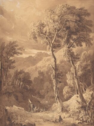Mountainous Landscape with a Party of Travellers (Scene on the River Pellene Achaia) — size preview