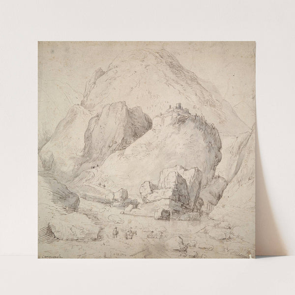 Mountainous Landscape with Figure on Horseback in Foreground by Bonaventura Peeters the Elder