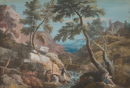Mountainous Landscape with Hermits