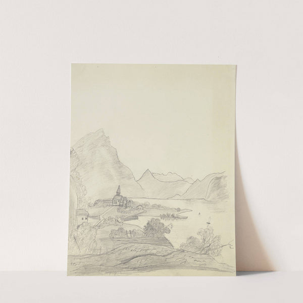 Mountainous landscape with lake by Victor Müller