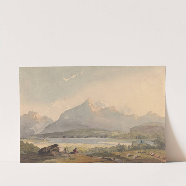 Mountainous Landscape with Lake and Figure in Foreground by Thomas Sully
